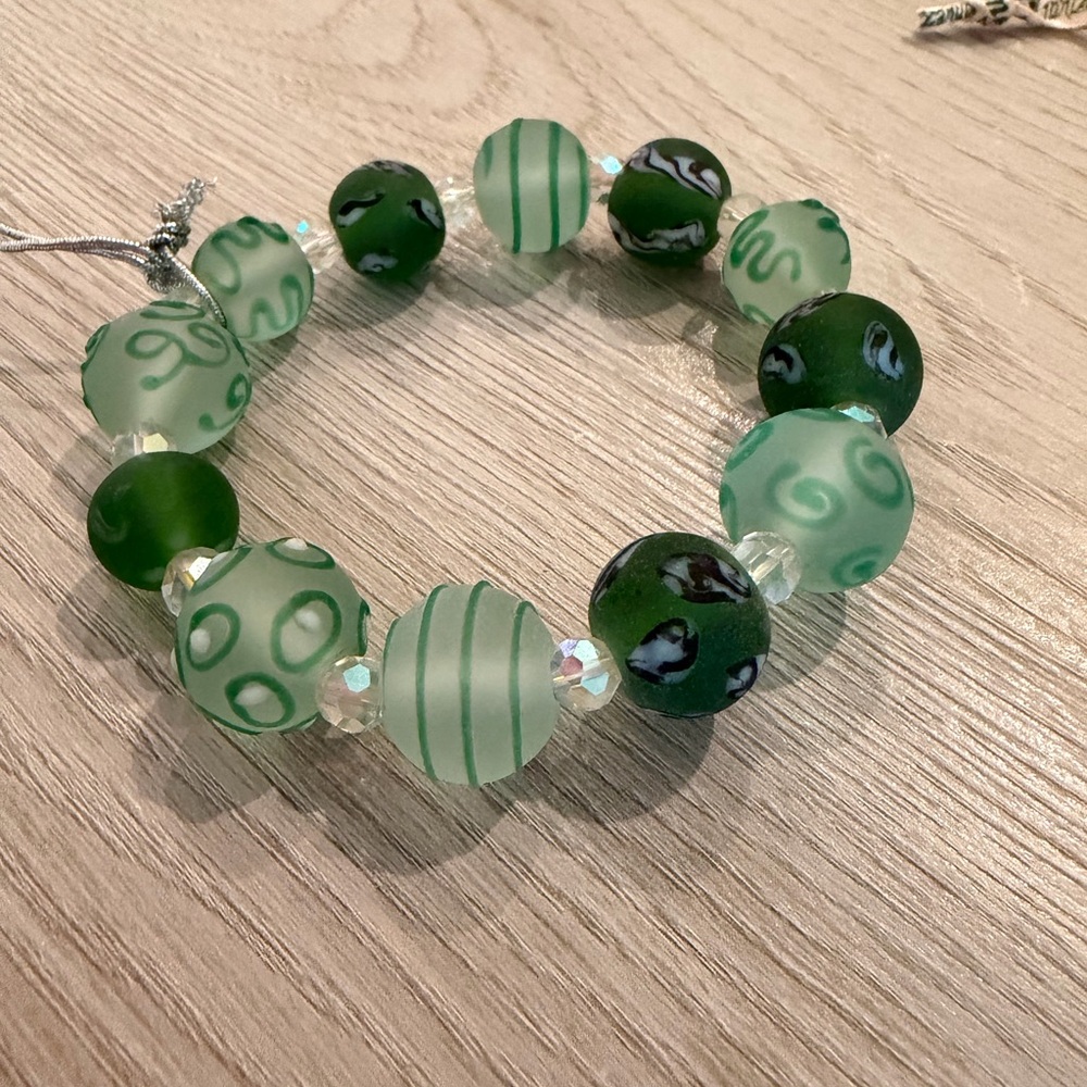 Handblown Venetian Glass Bracelet in Green